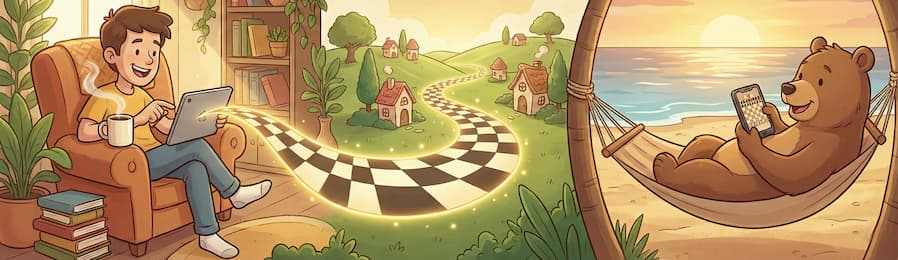 Zwei Freunde spielen Fernschach per Tablet und Smartphone